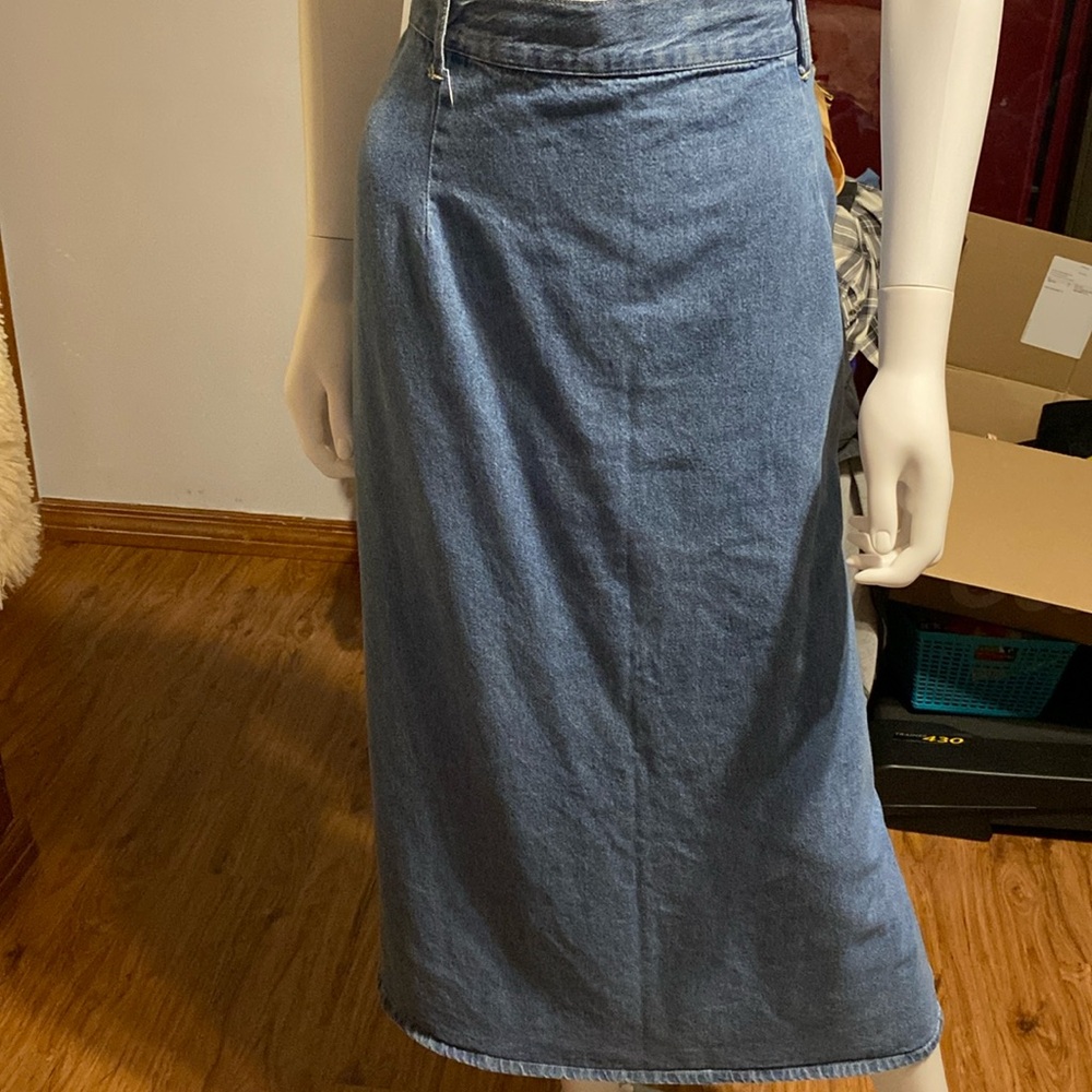 Women’s Maxi Blue Denim Skirt by Vintage Studio. Size 16, length 35”.